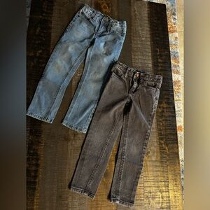 2 pairs Boys Jeans Size 5 Gray Kidpik Brand and Blue Lee Brand adjustable waists